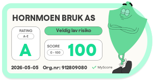 Hornmoen Bruk AS sin MyScore, veldig lav risiko